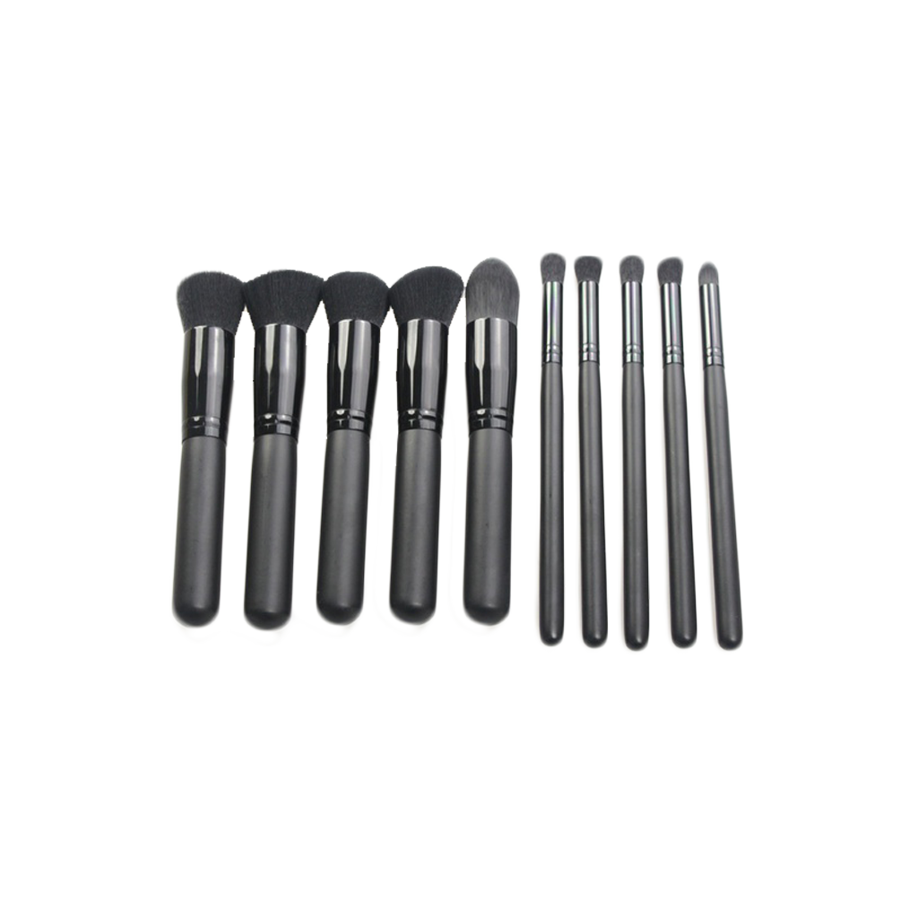 Kabuki Style Brush Set Black/Black - 10 Piece